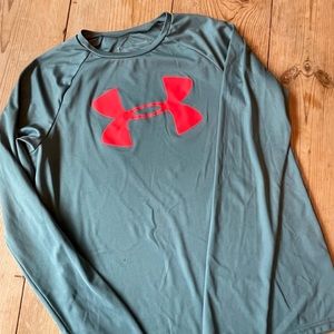 UA Under Armour Boys /Youth L Blue Gray with Orange UA logo!